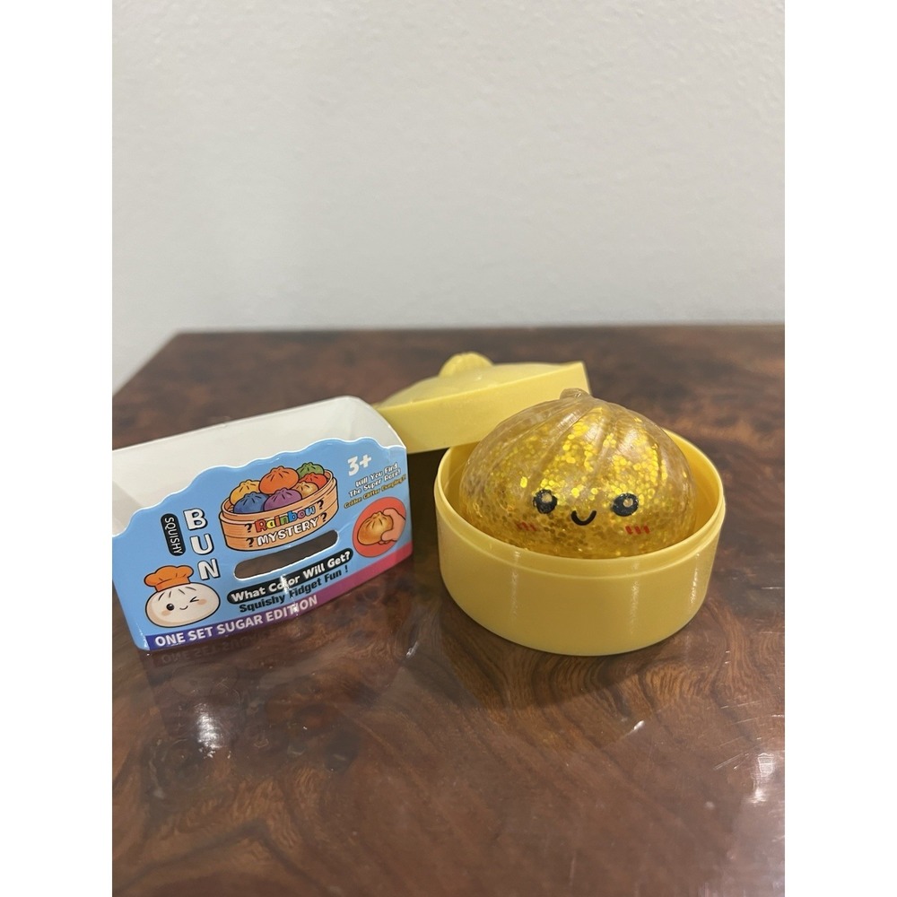 Super Rare Golden Glitter Rainbow Mystery Bun Squishy CONFIRMED Chase w/ Box